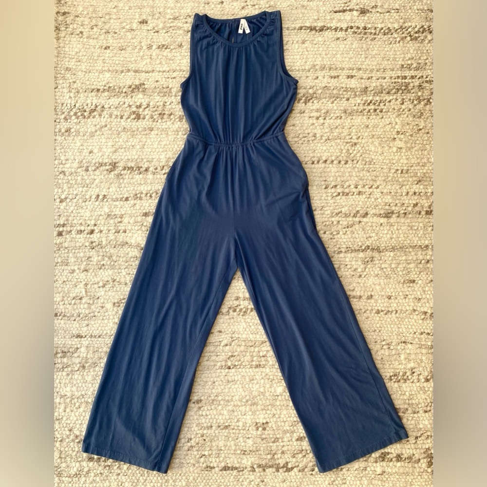 Pact Blue Sleeveless Wide-Leg Cutout Jumpsuit - Picture 2 of 10